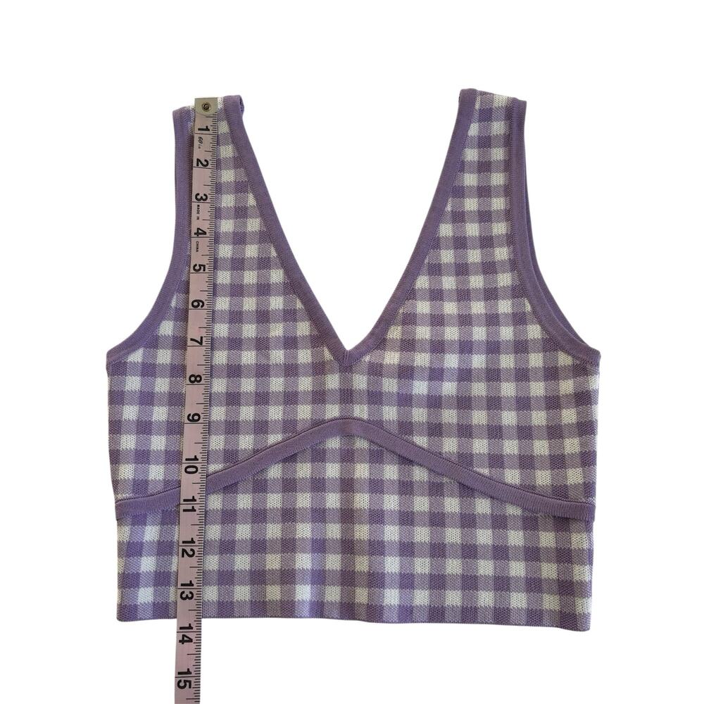 Princess Polly Lavender Purple/White Gingham Cropped Knit Top Women’s M/L - Picture 5 of 6